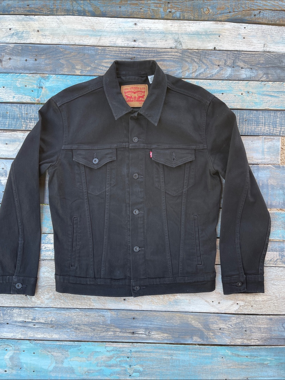 Levi's Black Denim Jacket - Men's Medium Lightweight Trucker